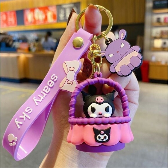 KUROMI Kitty silicone wristlet keychain Keyring sanrio - Picture 1 of 3